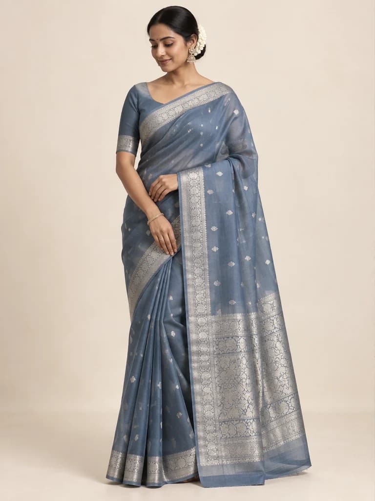 Neelambari, a blue Chanderi saree